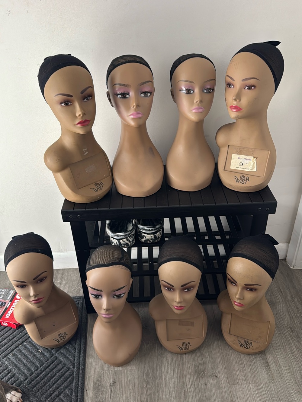 Mannequin Head Display with Black Wig Caps - Buy 1 or All (20-30 total)